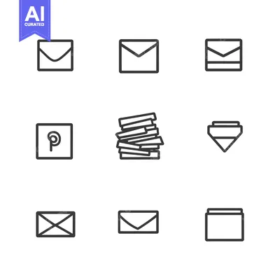 Aset desain premium: Set of Nine Linear Envelope Icons for Communication and Correspondence