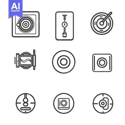 Popular premium asset: Set of nine linear icons for target, focus, and camera
