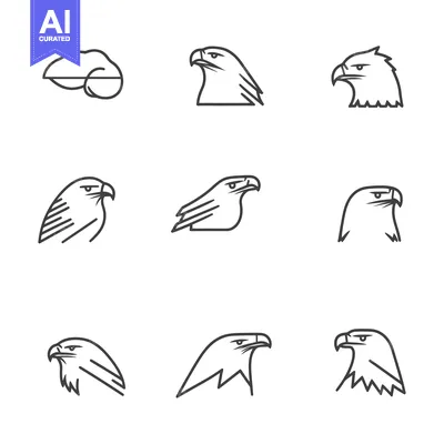 Popular premium asset: Set of Nine Line Art Eagle Head Icons