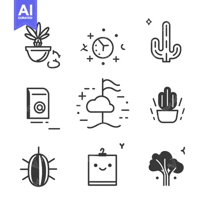 Popular premium asset: Set of Nine Line Art Icons of Different Plants and Nature Elements