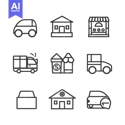 Premium design asset: Set of nine line icons depicting different delivery methods