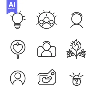 Set of Nine Line Icons Depicting Various Concepts