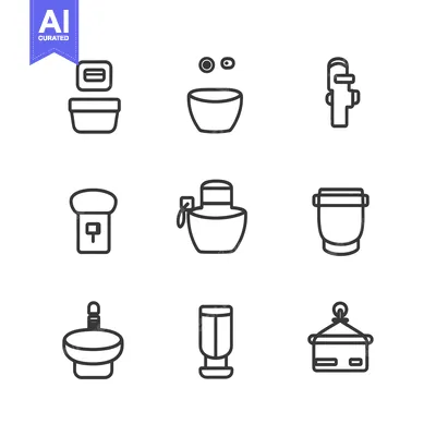 Set of Bathroom and Hygiene Icons.