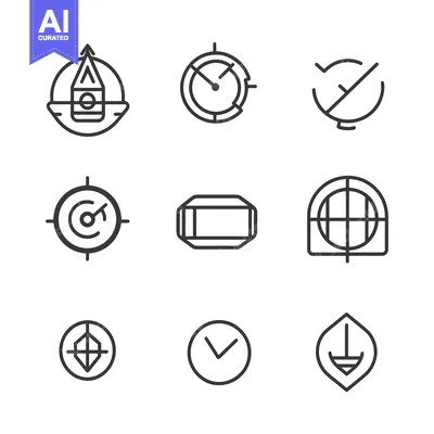 Set of Nine Line Icons for User Interface Design