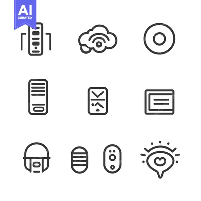 Popular premium asset: Set of nine line icons representing various digital technologies
