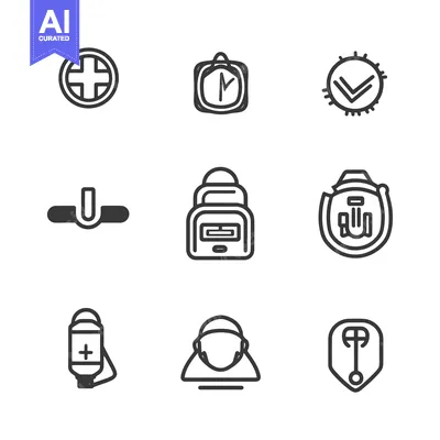 Popular premium asset: Set of Nine Medical Icons with Line Art Style