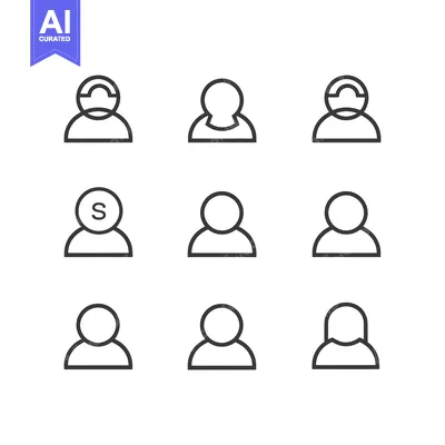 Premium design asset: Set of Nine Minimalist User Profile Icons with Various Styles