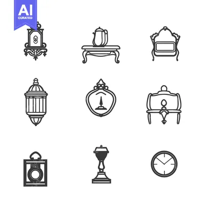 Aset premium populer: Set of Nine Ornate Vintage Interior Design Elements