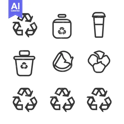 Aset premium populer: Set of Nine Recycling Icons in Black and White