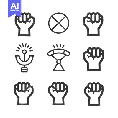 Popular premium asset: Set of Nine Simple Line Icons with Fist, Circle, and Other Shapes
