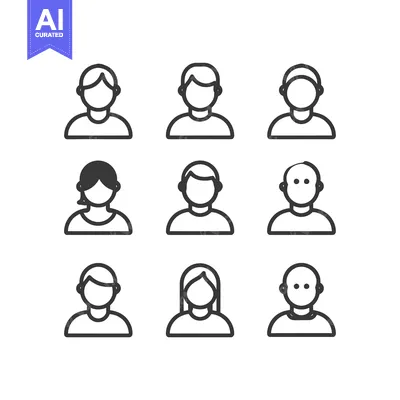 Aset premium populer: Set of Nine Simple Outline User Icons for Web Design