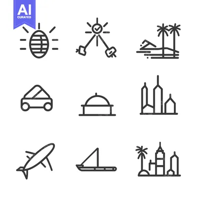 Set of Nine Simple Travel Line Icons