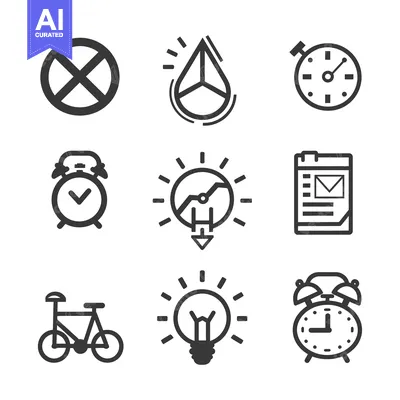 Aset premium populer: Set of Nine Time Management and Productivity Icons