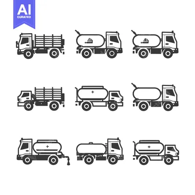 Premium design asset: Set of Nine Truck Icons with Different Cargo Types