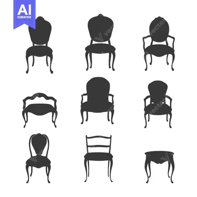 Premium design asset: Set of Nine Vintage Chair and Table Silhouettes