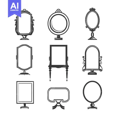Set of nine vintage ornate framed mirrors