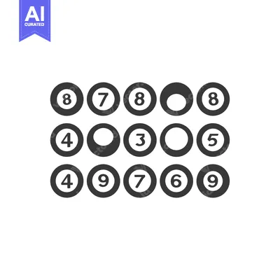 Popular premium asset: Set of numbered billiard balls with empty circles
