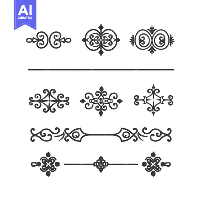 Set of Ornamental Decorative Elements with Flourishes and Swirls