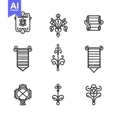 Aset desain premium: Set of Ornate Design Elements for Decorative Purposes