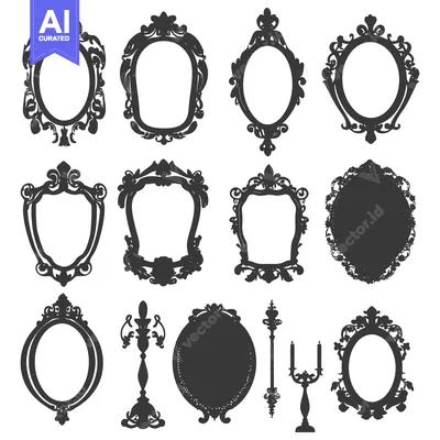 Aset desain premium: Set of Ornate Ornamental Frames and Candelabra