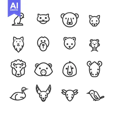 Popular premium asset: Set of Outline Animal Head Icons