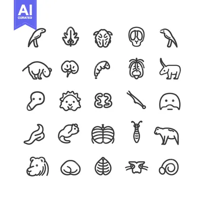 Set of Outline Animal Icons