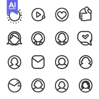 Aset desain premium: Set of Outline Icons Representing User Interface Elements