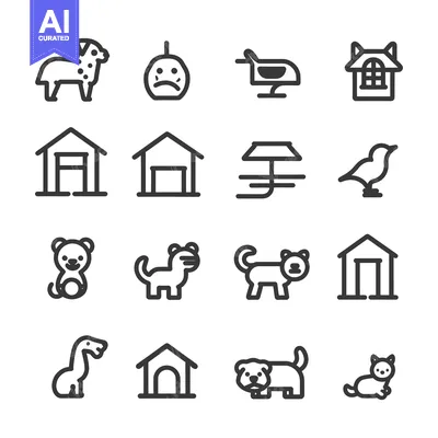 Set of Pet-Related Line Icons