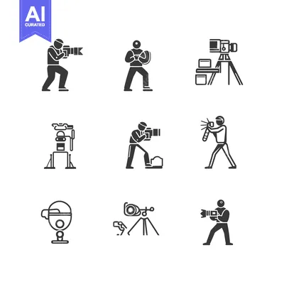Popular premium asset: Set of Photographer Icons in Black and White