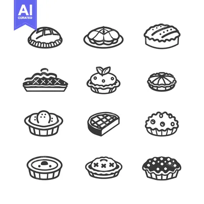 Set of Pie Icons in Line Style