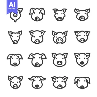 Popular premium asset: Set of Pig Icons in Various Styles