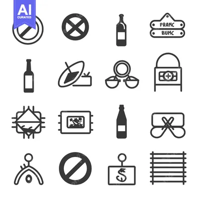 Aset desain premium: Set of Prohibition and Restricted Signs and Icons