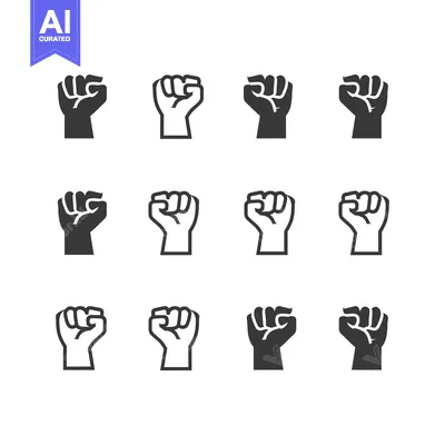 Set of Raised Fist Icons in Different Styles