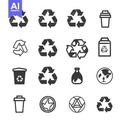 Aset desain premium: Set of Recycling and Environmental Protection Icons
