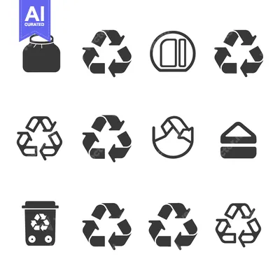 Aset desain premium: Set of Recycling and Reuse Icons for Environmental Awareness