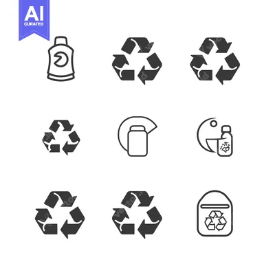 Aset premium populer: Set of Recycling Icons with Arrows and Bottles