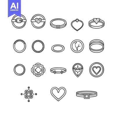 Set of Ring Designs with Various Gemstones and Styles