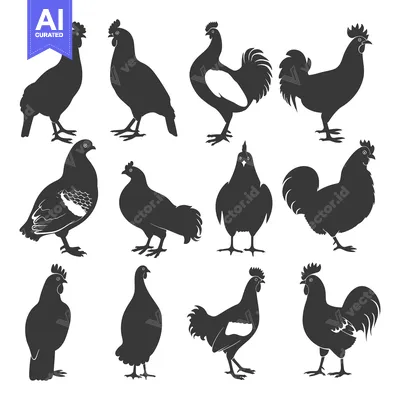 Popular premium asset: Set of Rooster and Hen Silhouettes in Various Poses