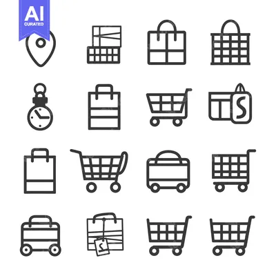 Aset premium populer: Set of Shopping and Store Related Outline Icons