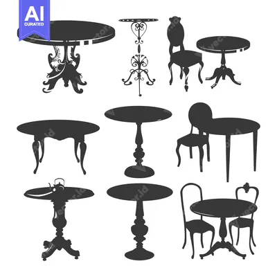 Aset premium populer: Set of Silhouette Images of Tables and Chairs