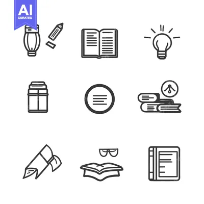 Set of Simple Black and White Book Icons