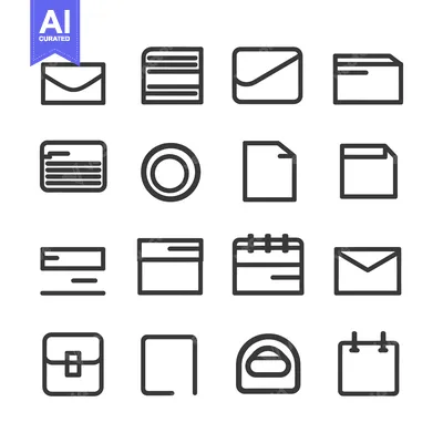 Aset premium populer: Set of Simple Black Line Icons for Various Documents, Files, and Messa