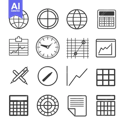 Aset desain premium: Set of Simple Business and Finance Line Icons