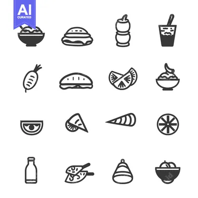 Set of Simple Food and Drink Icons