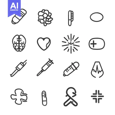 Set of Simple Healthcare and Medical Line Icons