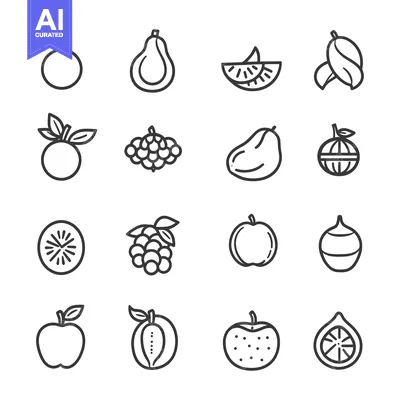 Popular premium asset: Set of Simple Line Icons of Fruits