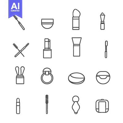 Set of Simple Line Icons of Makeup and Beauty Tools