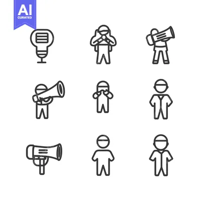 Popular premium asset: Set of Simple Line Icons of People with Megaphones