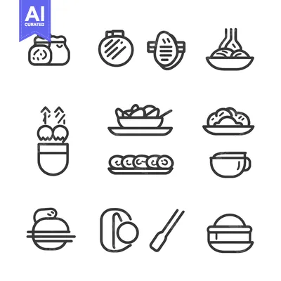 Premium design asset: Set of Simple Line Icons Related to Food and Drink