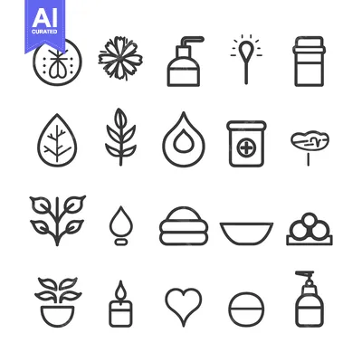 Set of Simple Line Icons Related to Nature and Wellness